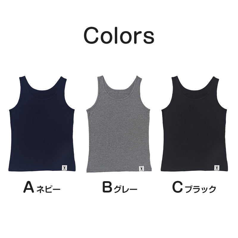 タンクトップ レディース ノースリーブ スリーブレス 婦人 シンプル ブランド M L LL PLAYBOY 下着 肌着 インナー ランニングシャツ ヨガ ウォーキング ストレッチ PLAY BOY かっこいい 綿混