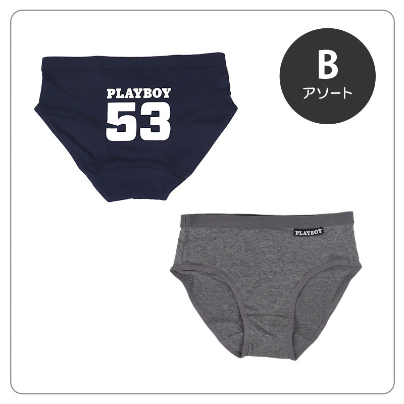 レディース ショーツ 2枚組 婦人 シンプル ブランド PLAYBOY M L LL 下着 肌着 インナー PLAY BOY かっこいい 綿混