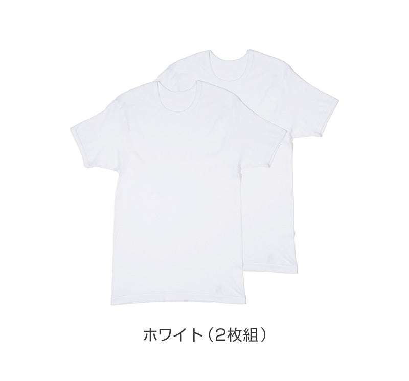 メンズ 半袖 綿100% インナー tシャツ 丸首 2枚組 アツギ 半袖シャツ クルーネック コットン 綿 肌に優しい M L LL 敏感肌 紳士 肌着 下着 男 アンダーウェア まとめ買い