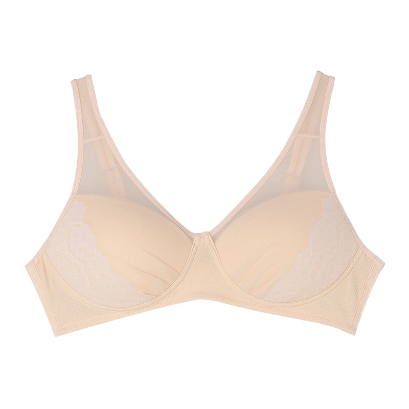 アツギ ブラジャー ノンワイヤー レディース シームレスカップ 軽い 軽量 レースブラ 脇肉すっきり M L LL 夏 ブラ 下着 インナー 吸汗速乾 メッシュカップ 脇高ブラ 4列ホック 美胸 レディースブラ