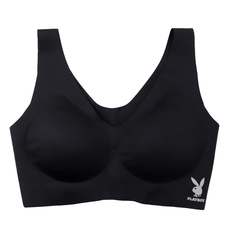 ハーフトップ ノンワイヤー シームレス レディース 接着 ナイロントリコット PLAYBOY M L LL ストレッチ 響きにくい カップ付き ブラトップ インナー ワイヤーなし タグレス ひびかないブラ 無地 シンプル 快適