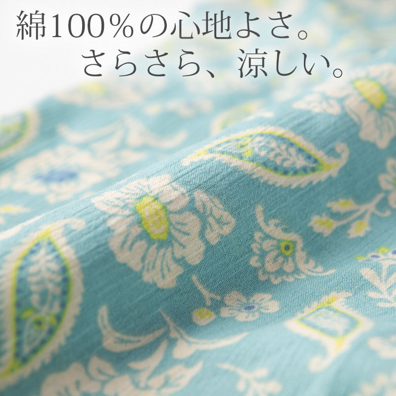 ステテコ レディース 夏 部屋着 綿100% クレープ ワイドパンツ パジャマ 夏用 ルームウェア ひざ下 おしゃれ かわいい M~LL すててこ ルームパンツ ボトムス ズボン 柄 涼しい さらさら コットン リラックス 女性 女子 M L LL (在庫限り)