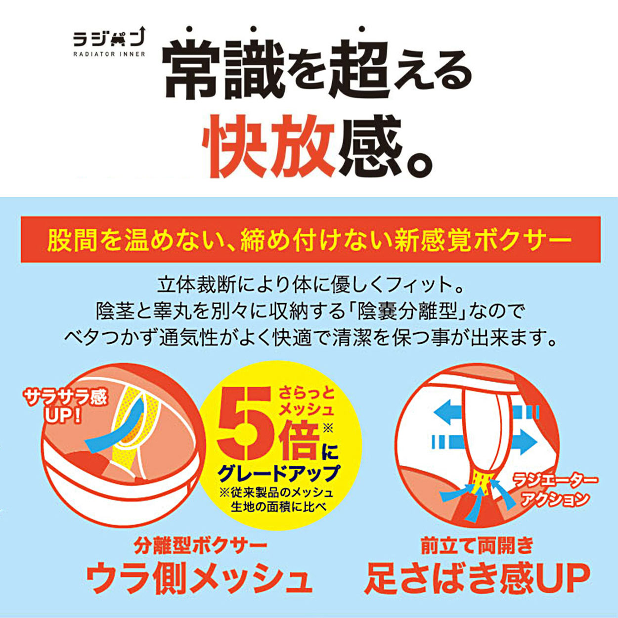 ボクサーパンツ メンズ 分離 ホールド感 機能性 通気性 快適 履き心地 インナー ラジパン M-LL 下着 肌着 夏 男性 プレゼント ギフト L