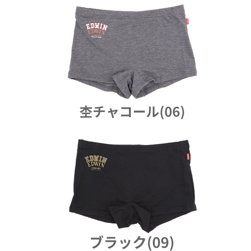 EDWIN レディース ショーツ 1分丈 綿素材 優しい肌触り フィット感 やわらか ストレッチ 動きやすい 下着 インナー 女子 黒 グレー チャコール M L M・L