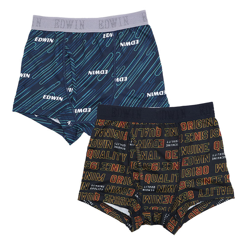 ボクサーパンツ ジュニア キッズ ボクサーブリーフ 2枚組 前開き 男の子 吸水速乾 メッシュ 通学 部活 下着 こども 子供 EDWIN