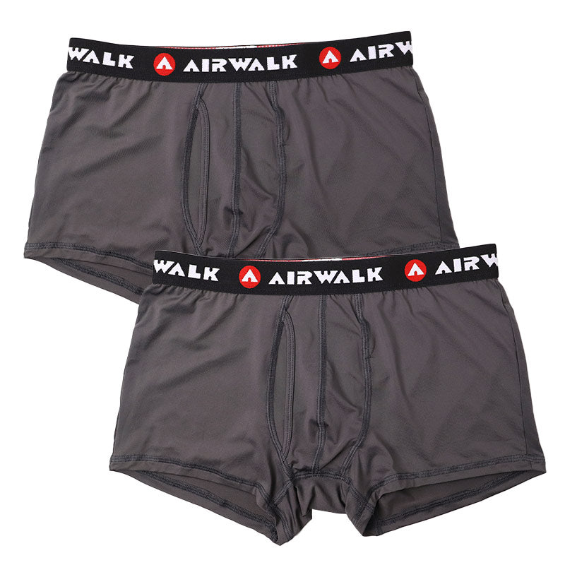 ボクサーパンツ メンズ 2枚組 前開き ストレッチ ボクサーブリーフ IRWALK 下着 肌着 アウトゴム 伸縮 フィット 速乾 洗い替え セット クロ チャコール M L LL メンズ下着 紳士下着 インナー パンツ 男性用 まとめ買い お得 2枚セット シンプル