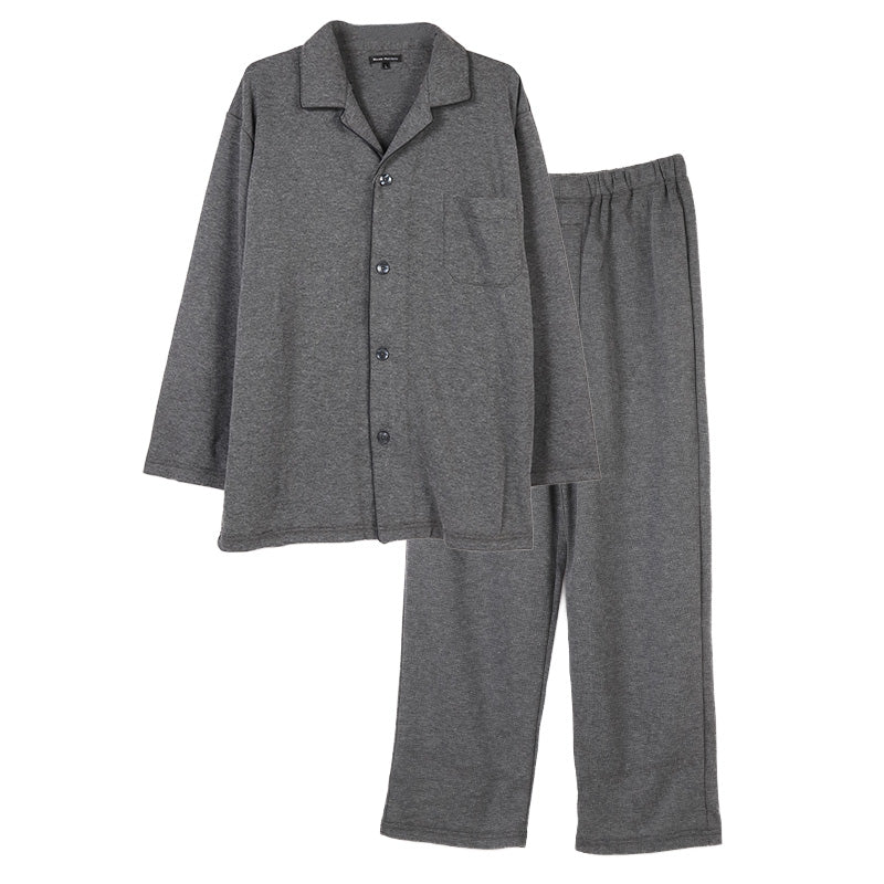 メンズ パジャマ 長袖 上下セット 秋 冬 ルームウェア 保温 襟付き 前開き 部屋着 M L LL 紳士 無地 セットアップ シンプル リラックスウェア 保温性 軽量 柔らか 快適 おしゃれ 父の日 プレゼント ギフト ダンボールニット