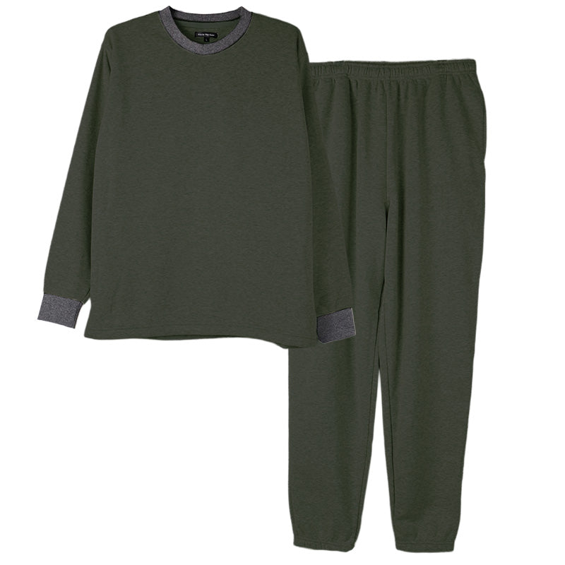 裏起毛 ルームウェア メンズ パジャマ 上下セット 長袖 冬 保温 丸首 クルーネック 前閉じ 部屋着 M L LL 紳士 無地 セットアップ シンプル リラックスウェア トレーナー ふんわり やわらか 暖かい あったか 冷え対策 おしゃれ プレゼント ギフト