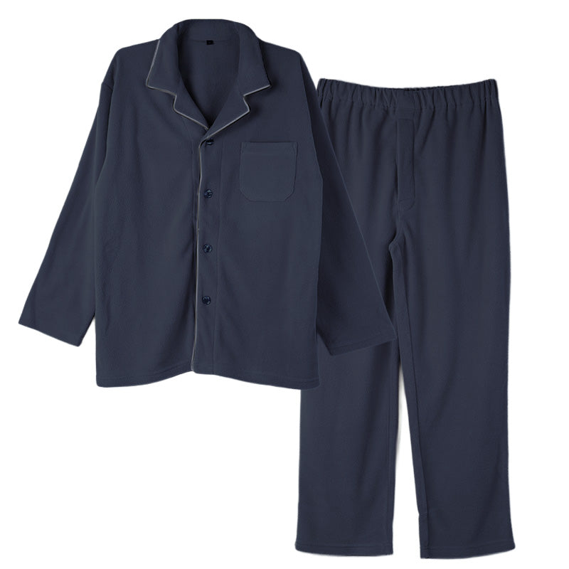 フリース ルームウェア メンズ パジャマ 上下セット 長袖 冬 保温 前開き 襟付き 部屋着 M L LL 紳士 無地 セットアップ シンプル リラックスウェア ナイトウェア 寝巻き もこもこ ふんわり やわらか 暖かい あったか おしゃれ プレゼント ギフト