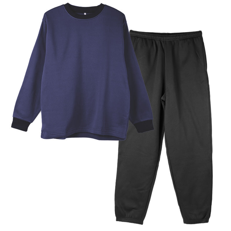 裏起毛 パジャマ メンズ 冬 ルームウェア 長袖 上下セット シャギー 保温 丸首 クルーネック 前閉じ 部屋着 M L LL 紳士 無地 シンプル セットアップ リラックスウェア トレーナー 暖かい あったか ふんわり やわらか 冷え対策 おしゃれ