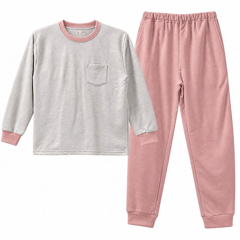 キッズ スウェット 上下セット パジャマ ミニ裏毛 綿混 無地 長袖 長ズボン 女の子 子供服 セットアップ 140 150 160 cm ジュニア ガールズ ルームウェア 部屋着 スエット 上下 長袖トップス ロングパンツ 普段着 小学生 中学生 修学旅行 林間学校