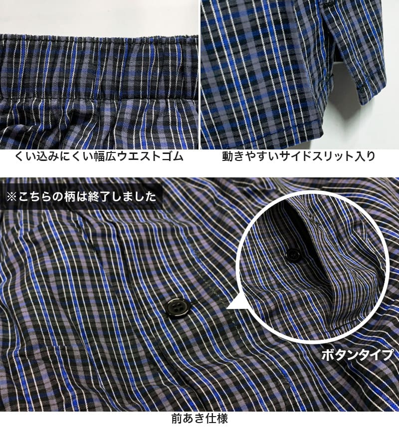 尿漏れ 布帛トランクス 前あき M~LL (尿漏れパンツ 男性用 メンズ 軽失禁 尿もれ 本体綿100%)