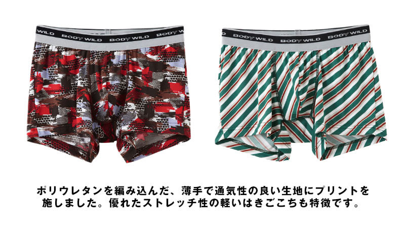 グンゼ BODYWILD ボクサーパンツ ブリーフ メンズ パンツ ボディワイルド M・L (GUNZE 男 紳士 ボクサー インナーウェアー 下着 肌着 迷彩柄 ストライプ 吸汗速乾 ストレッチ) (在庫限り)
