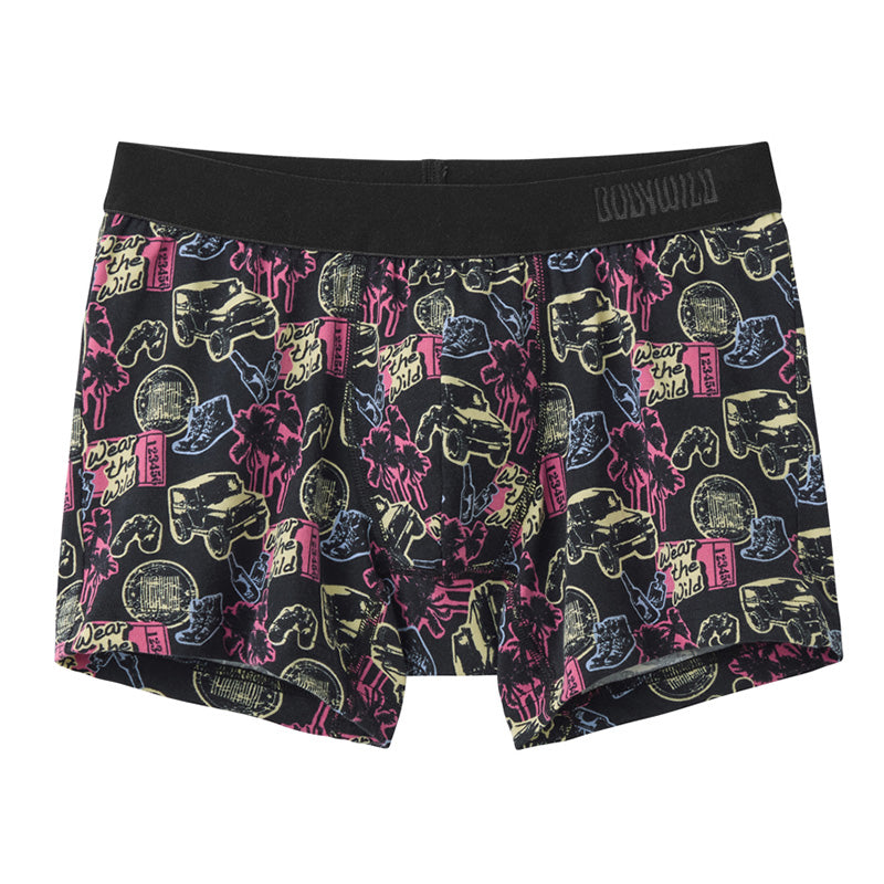 ボディワイルド 綿 ベア天 ボクサーブリーフ メンズ 前閉じ グンゼ M L 下着 パンツ インナー 男性用 ボクサー 綿混 ストレッチ 快適 フィット おしゃれ グラフィック デザイン ブランド 人気 シンプル アンダーウェア デイリー ギフト プレゼント オールシーズン