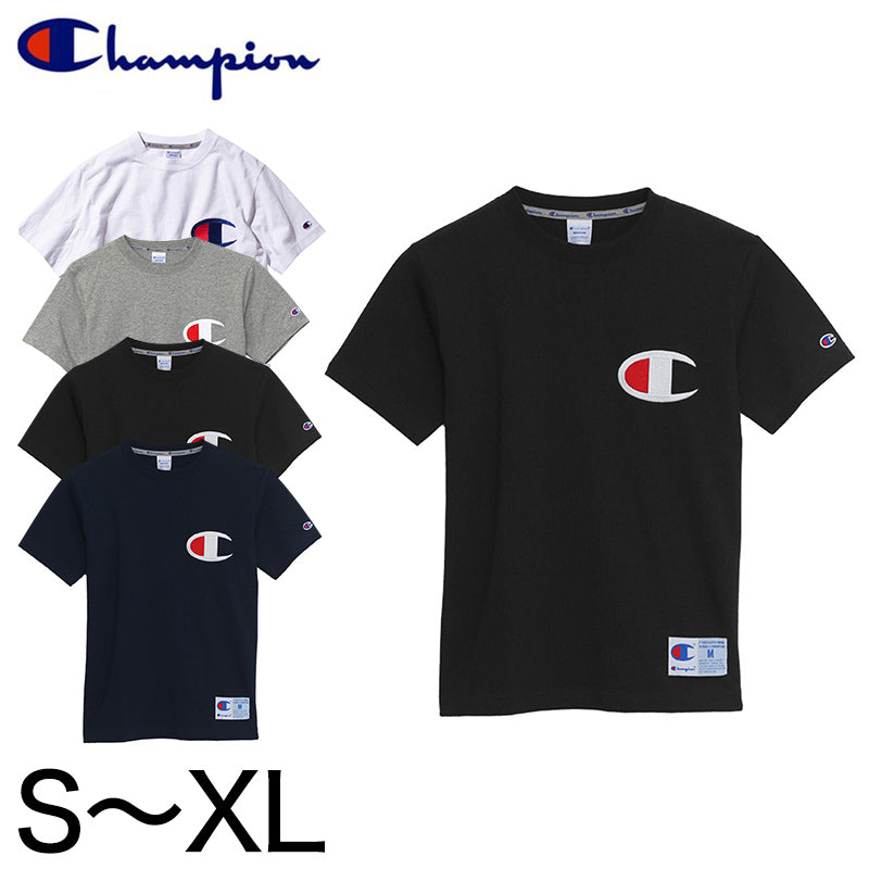 Champion Tシャツ メンズ 半袖 S~XL (男性 紳士 左胸刺繍 シャツ インナー チャンピオン 綿100%) (在庫限り)