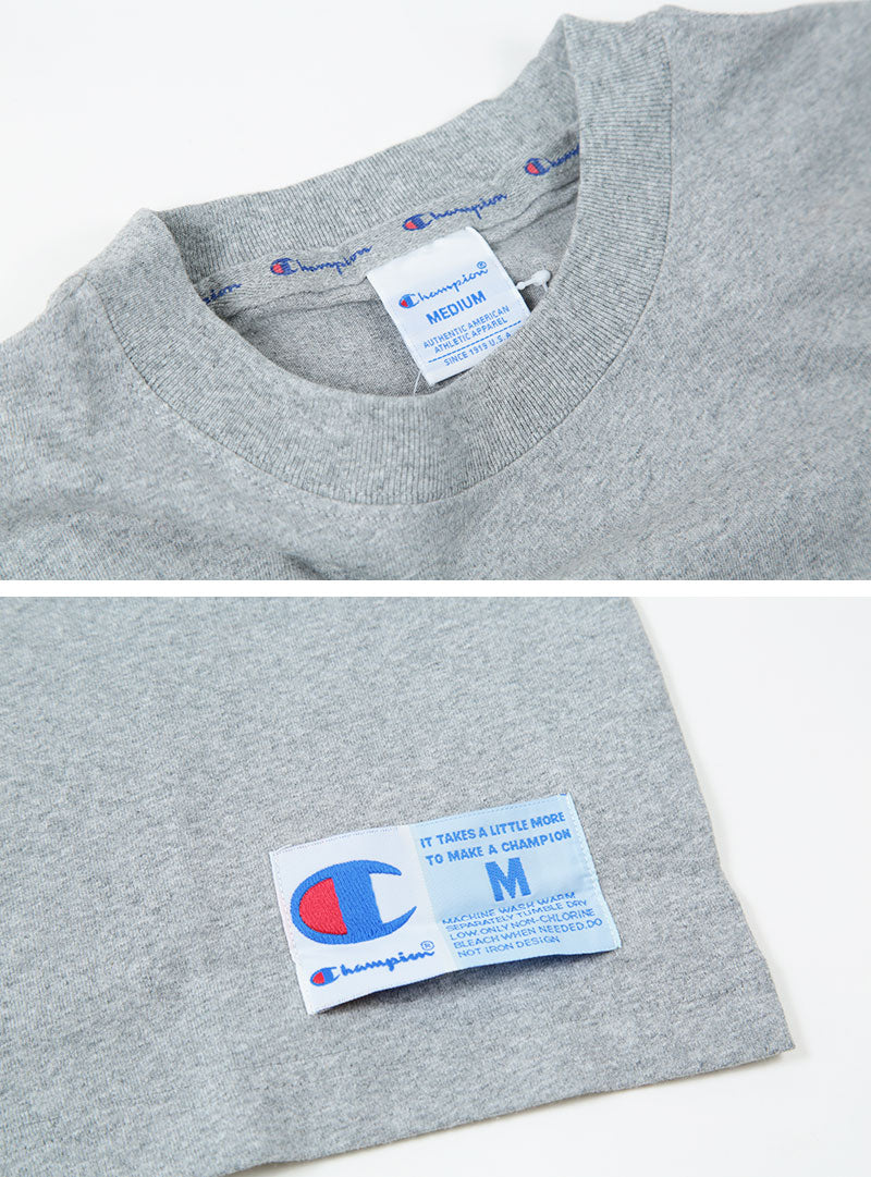 Champion 前身刺繍Tシャツ S~XL (チャンピオン 綿100% 半袖 クルーネック 丸首 ロゴ メンズ) (在庫限り)