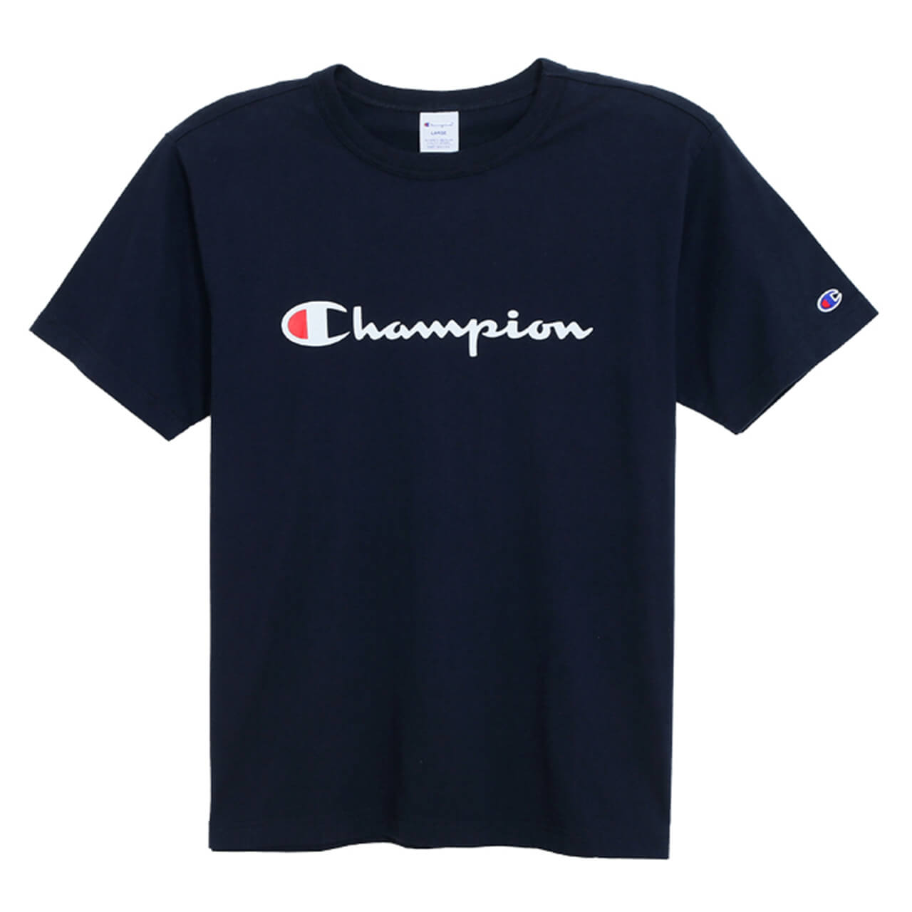 Champion メンズ 丸首 半袖Tシャツ (S~XL)(ベーシック チャンピオン ブランド 紳士 半袖シャツ 綿100% 大きいサイズあり) (在庫限り)