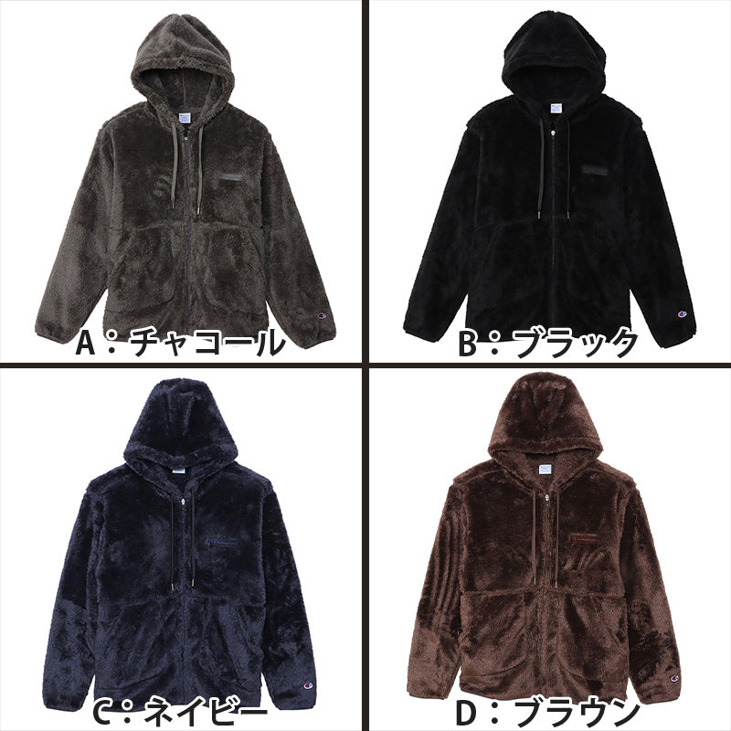 Champion ジップフードフリースジャケット M~XL (メンズ レディース パーカー ふわふわ もこもこ) (送料無料) (在庫限り)