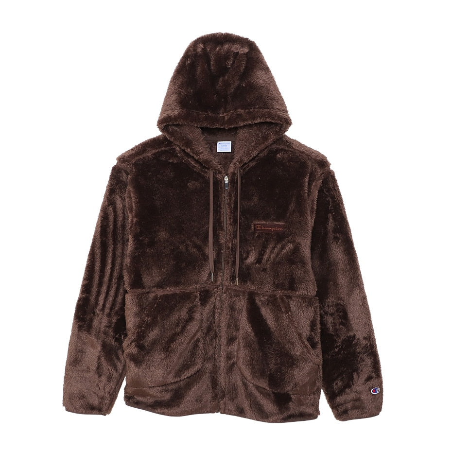 Champion ジップフードフリースジャケット M~XL (メンズ レディース パーカー ふわふわ もこもこ) (送料無料) (在庫限り)