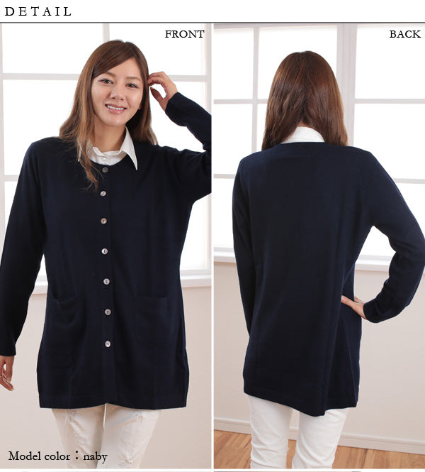 カシミヤ100% ロング カーディガン 丸首 レディース M~3L (カシミア カシミヤ100 ニット カーデ ロング丈 カシミア100% ゆったり 無地 薄手 アルカディアルカ) (送料無料) (在庫限り)