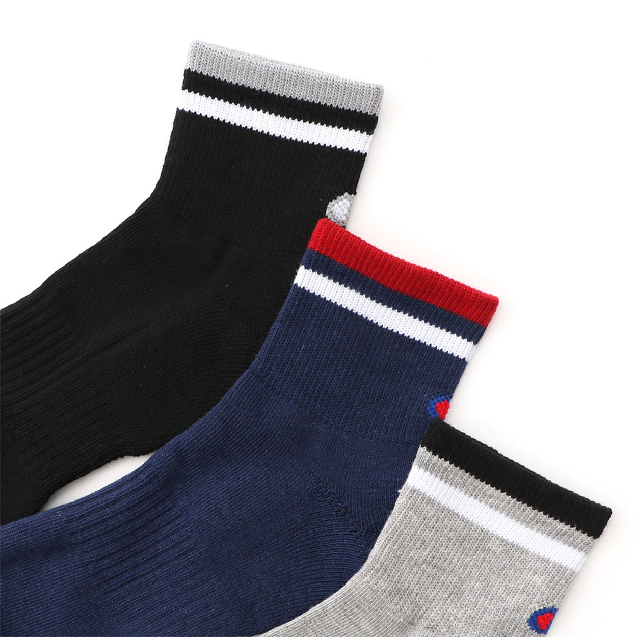 Champion ハーフパイル クォーターレングスソックス 3足組 23-25cm~27-29cm (メンズ 靴下 29cm ソックス 白 チャンピオン ショートソックス)