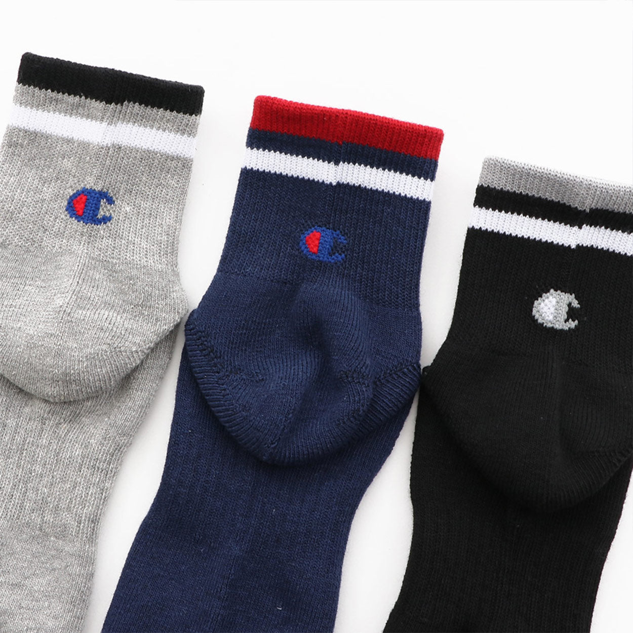 Champion ハーフパイル クォーターレングスソックス 3足組 23-25cm~27-29cm (メンズ 靴下 29cm ソックス 白 チャンピオン ショートソックス)