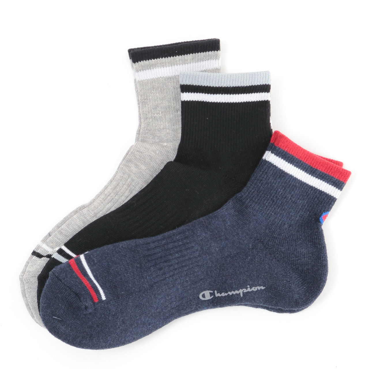Champion ハーフパイル クォーターレングスソックス 3足組 23-25cm~27-29cm (メンズ 靴下 29cm ソックス 白 チャンピオン ショートソックス)