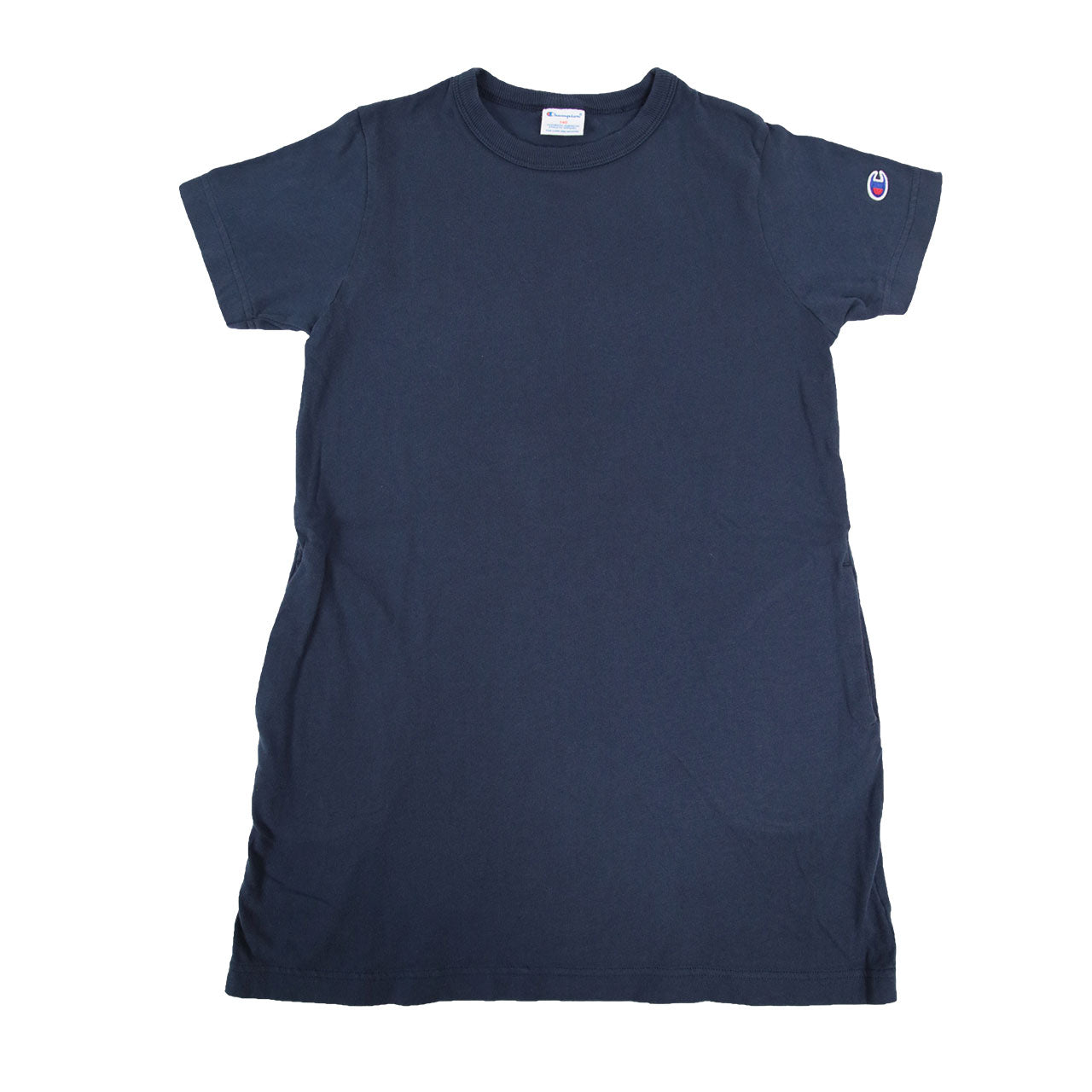 キッズ ワンピース 半袖 子供服 女の子 チュニック丈 チャンピオン 90cm~140cm 子供 トップス 薄手 春服 夏 シンプル 無地 ポケット付き プルオーバー (在庫限り)