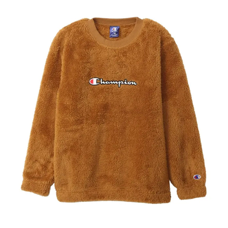 チャンピオン キッズ クルーネックシャツ 暖か フリース 130 140 150 160 Champion シェルパフリース 軽い 防寒 ロゴ 男の子 女の子 アウター (在庫限り)