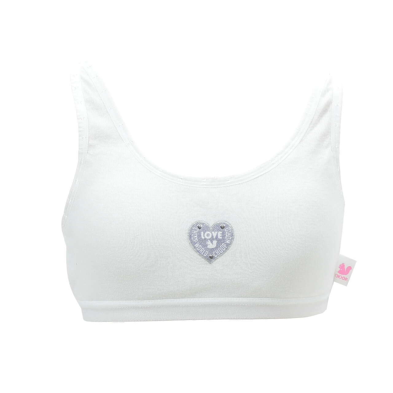 ジュニアブラ ファーストブラ ジュニア 綿100% ハーフトップ カップ付き インナー 140cm~165cm (女の子 女子 下着 白 子供 ブラジャー キッズ 子ども パッド付き 小学生 中学生) (在庫限り)