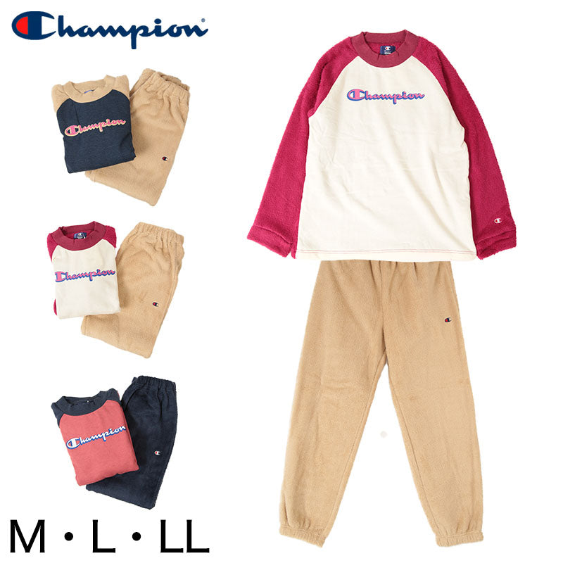 グンゼ チャンピオン 婦人長袖長パンツボアパジャマ M~LL (Champion GUNZE パジャマ ボア素材 ふんわり オシャレ レディース) (在庫限り)