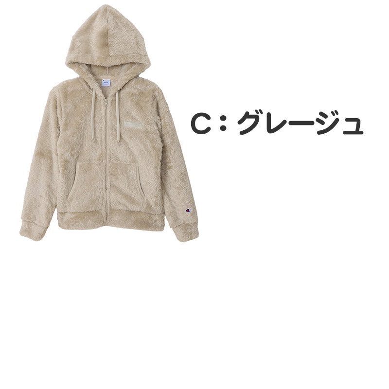 Champion レディース フリース ジャケット シープ M・L Champion ジップパーカー ロゴ入り フリース ボア 重ね着 冬 カジュアル ウィメンズ (送料無料) (在庫限り)