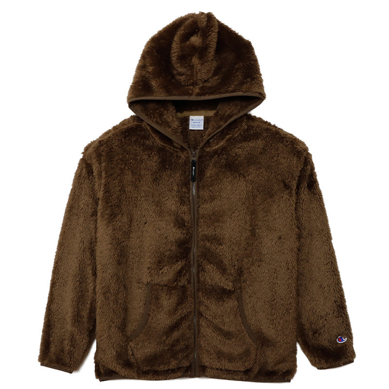 Champion チャンピオン レディース フリース ジャケット シープ M・L Champion ジップパーカー ロゴ入り フリース ボア 重ね着 冬 カジュアル ウィメンズ ジップフードジャケット
