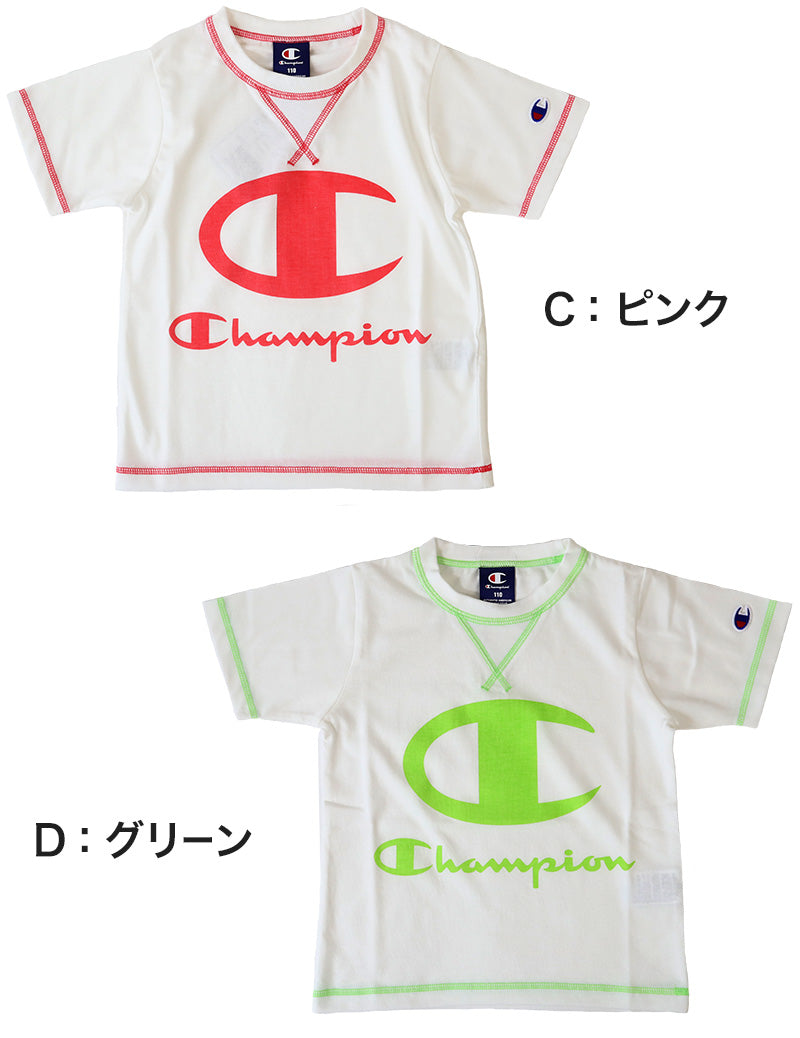 チャンピオン キッズ Tシャツ 半袖 子供服 男の子 80cm~130cm (トップス 夏 女の子 速乾 シャツ こども服) (在庫限り)