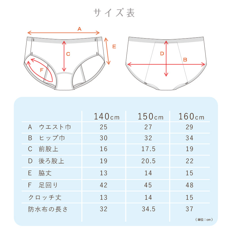 サニタリーショーツ ジュニア 夜用 140~160cm (ショーツ サニタリー 羽 黒 シームレス ジュニア用 生理用ショーツ 小学生 中学生 下着 140 150 160)