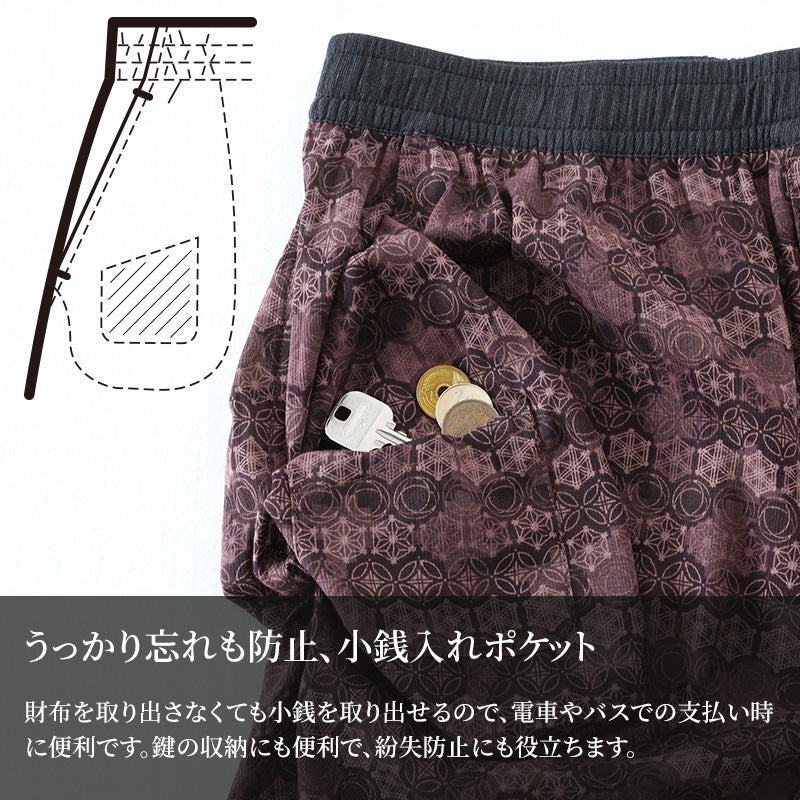 ステテコ メンズ 綿100% 和柄 パンツ 夏 大きいサイズ しじら織り 和風 M~4L クレープ生地 おしゃれ 涼しい 和服 和装 部屋着 ルームウェア 半ズボン 短パン 父の日 ギフト プレゼント 30代 40代 50代 ブラック ネイビー エンジ イエロー M L LL 3L 4L (在庫限り)
