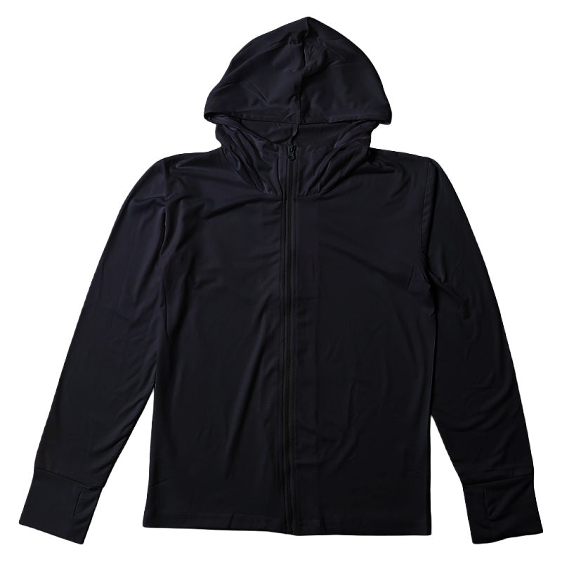 ラッシュガード レディース 長袖 パーカー ZIP ジップアップ フード付き 指穴付き M L 薄手 ソフトフィット 伸縮 紫外線対策 日焼け対策 水着 羽織り 海 プール ランニング ジョギング 登山 アウトドア ドライブ ミセス 婦人 女性 マリンスポーツ