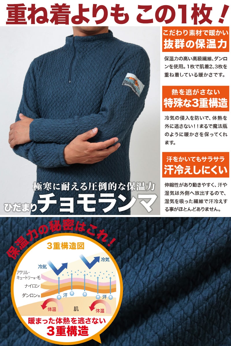 ひだまり チョモランマ 紳士かかとゴム付き 前開きタイツ M~LL (保温力 透湿性 消臭抗菌 静電気抑制 動きやすい 防寒) (送料無料) (在庫限り)