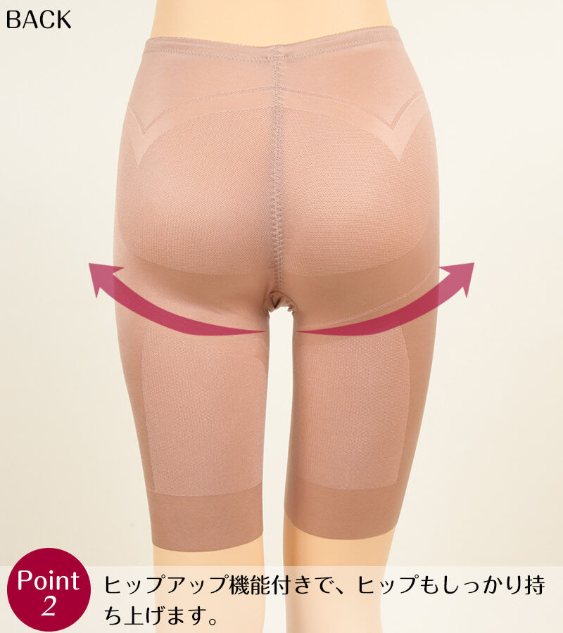 レディース ロングガードル お腹・太もも引き締め スパイラルビュー 64cm~76cm (細見せ お腹押さえ ヒップアップ 女性 婦人 ショーツ ボトム シェイプアップ 補正) (在庫限り)