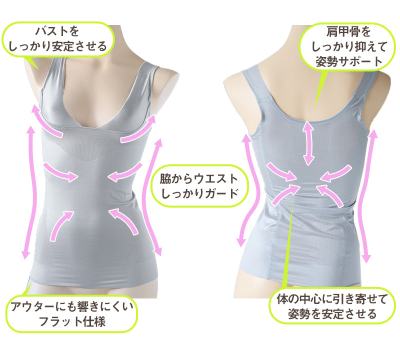 ボディシェイパー レディース インナー タンクトップ ストレッチ M~LL 補正下着 補整 女性 ボディーシェイパー 引き締め スタイルアップ