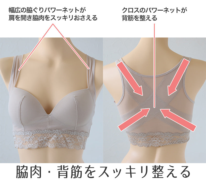 スマートメソッド 猫背改善 ハーフトップブラ M~LL 補正下着 補整 下着 姿勢 脇肉 背筋 インナー レディース 女性 ノンワイヤー ハーフトップブラ