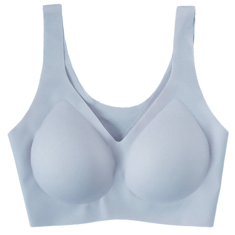 ノンワイヤーブラ シームレス ハーフトップ ブラジャー ひびきにくい レディース M~3L 縫い目なし 段差レス アウターにひびかない 下着 インナー モールドカップ シンプル 無地