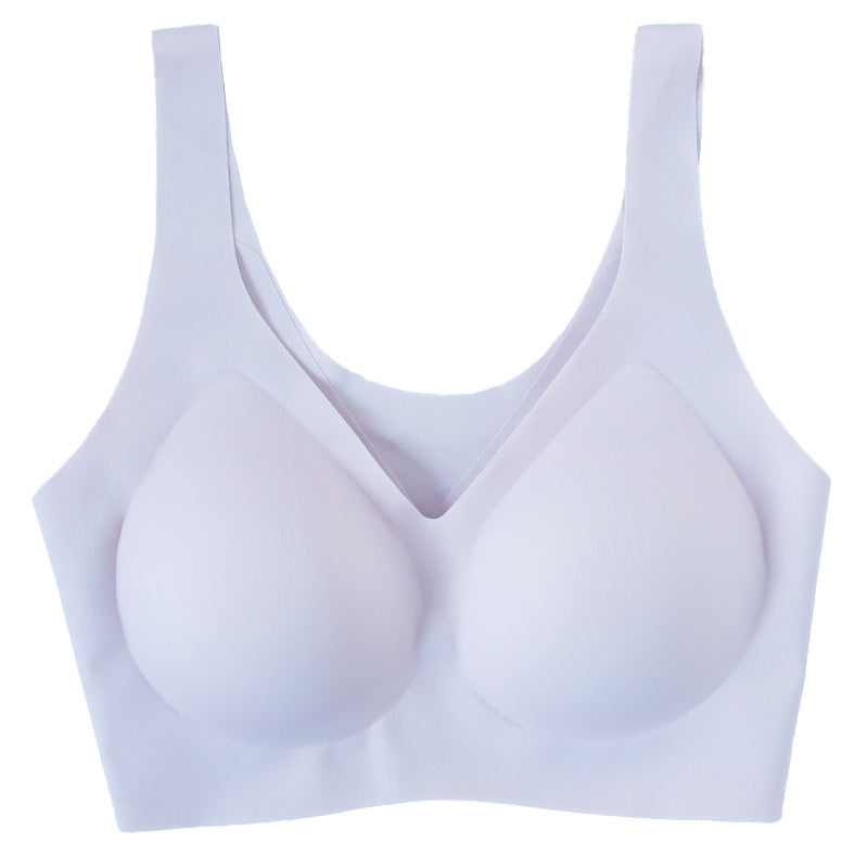 ノンワイヤーブラ シームレス ハーフトップ ブラジャー ひびきにくい レディース M~3L 縫い目なし 段差レス アウターにひびかない 下着 インナー モールドカップ シンプル 無地