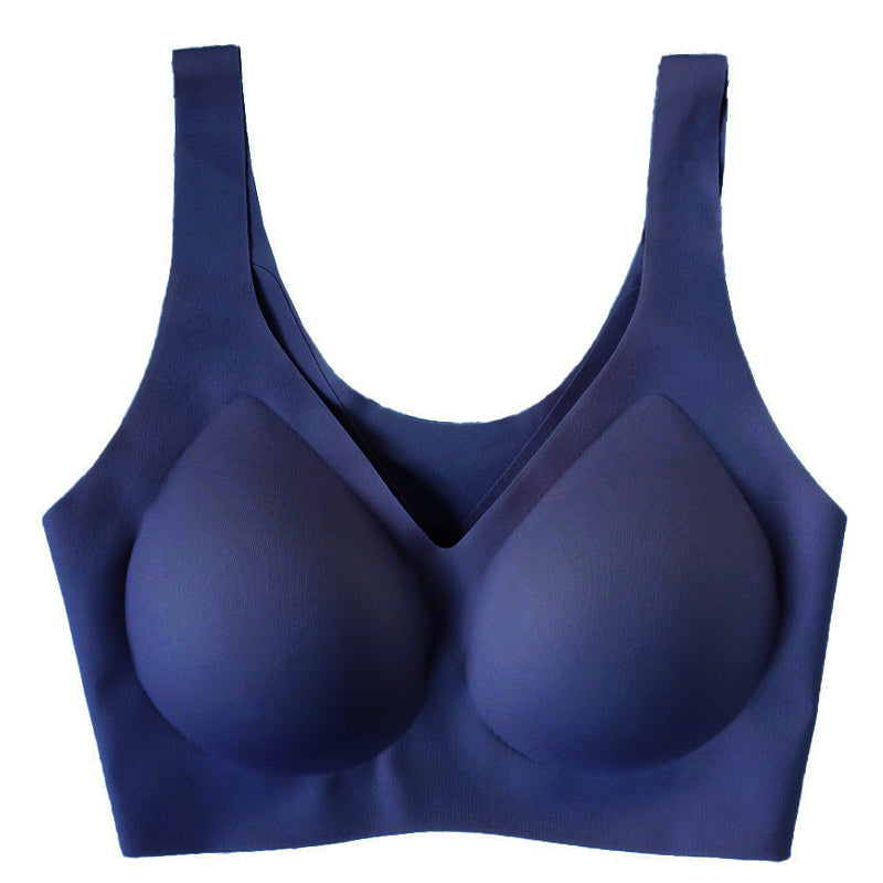 ノンワイヤーブラ シームレス ハーフトップ ブラジャー ひびきにくい レディース M~5L 縫い目なし 段差レス アウターにひびかない 下着 インナー モールドカップ シンプル 無地 (在庫限り)