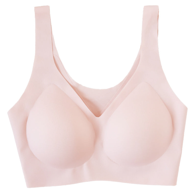 ノンワイヤーブラ シームレス ハーフトップ ブラジャー ひびきにくい レディース M~3L 縫い目なし 段差レス アウターにひびかない 下着 インナー モールドカップ シンプル 無地