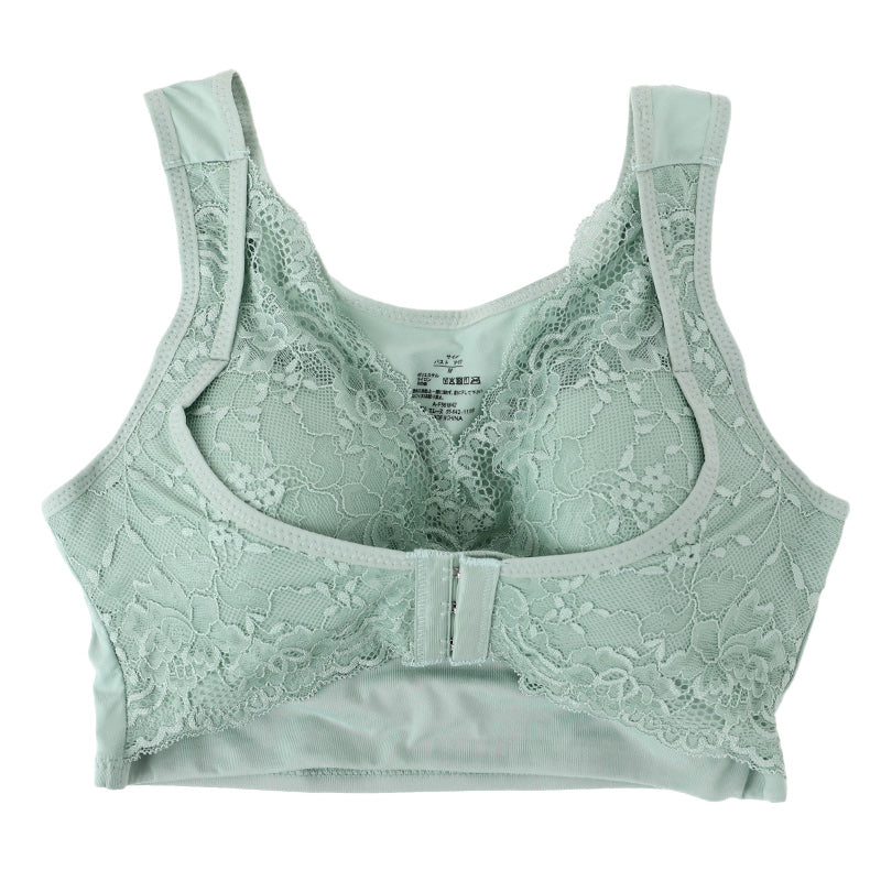 ノンワイヤーブラ フロントホック 育乳 ナイトブラ 補正 ブラジャー M L LL ねるねん 前開き ブラジャー 前あき ブラ レディース 下着 インナー レース かわいい