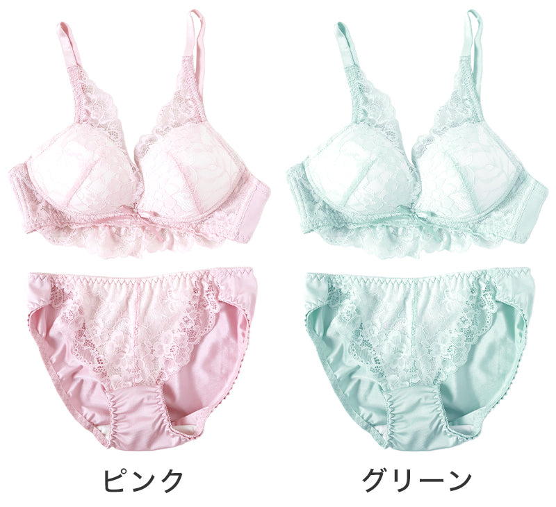 ブラジャー ショーツ セット ノンワイヤー 下着 レディース ブラショーツ 上下セット セットアップ S M L LL レース プチプラ かわいい 可愛い セクシー パステルカラー