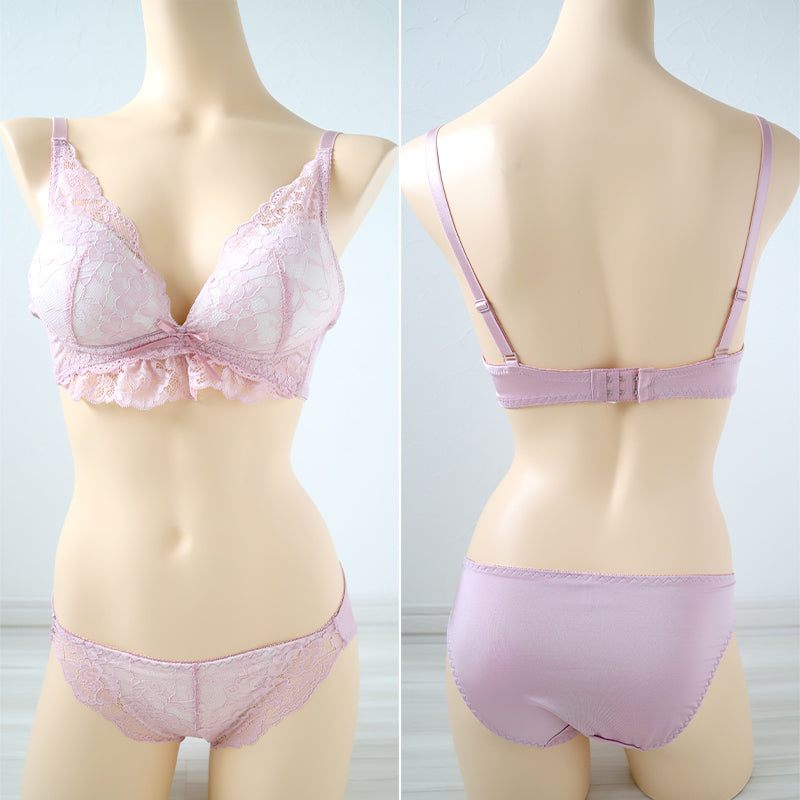 ブラジャー ショーツ セット ノンワイヤー 大きいサイズ 下着 レディース ブラショーツ 上下セット セットアップ 3L 4L 5L レース プチプラ かわいい 可愛い セクシー パステルカラー