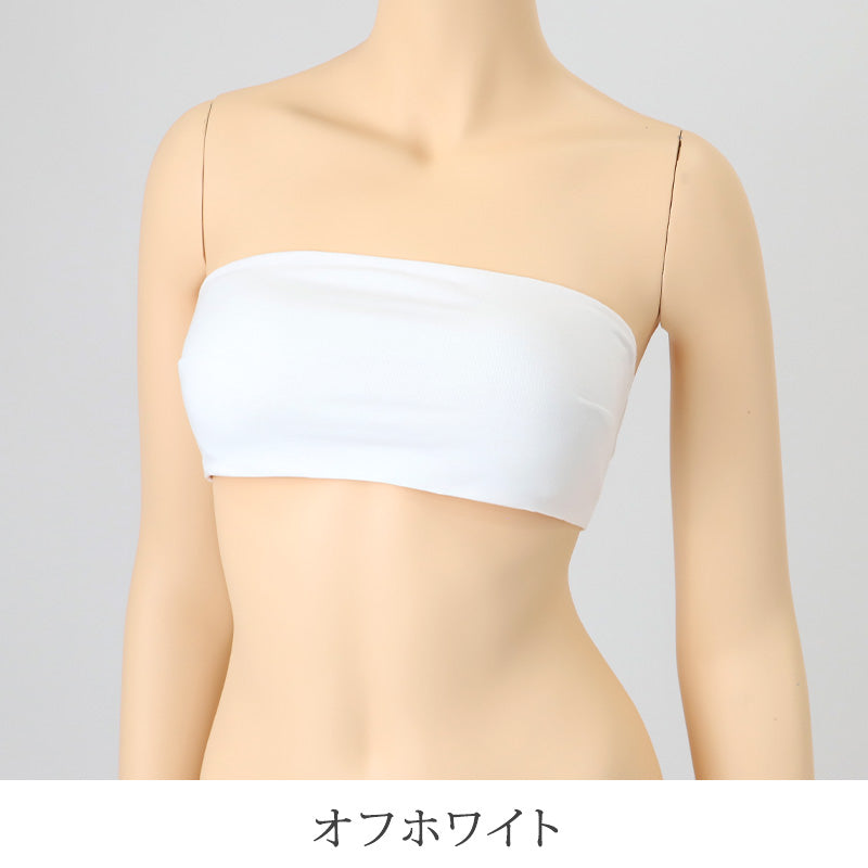 シームレス 圧着 チューブトップ ブラ M~LL 夏 女性 下着 ノンワイヤー ブラジャー カップ付き 白 黒
