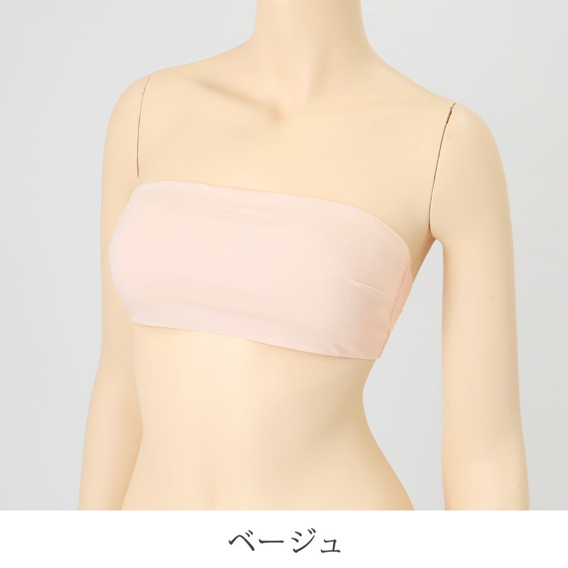 シームレス 圧着 チューブトップ ブラ M~LL 夏 女性 下着 ノンワイヤー ブラジャー カップ付き 白 黒